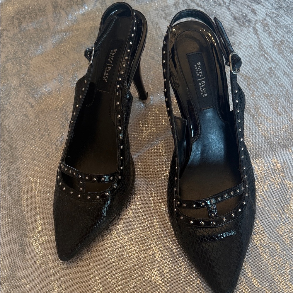 White House Black Market Black Textured Heels